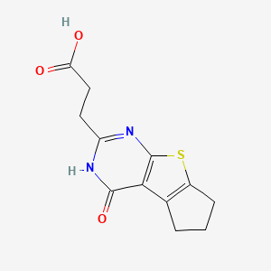 molecular formula C12H12N2O3S B2827382 3-(4-oxo-4,5,6,7-tetrahydro-3H-cyclopenta[4,5]thieno[2,3-d]pyrimidin-2-yl)propanoic acid CAS No. 412962-43-7