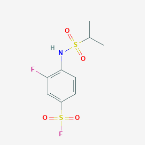 molecular formula C9H11F2NO4S2 B2827387 3-Fluoro-4-(propan-2-ylsulfonylamino)benzenesulfonyl fluoride CAS No. 2137652-11-8