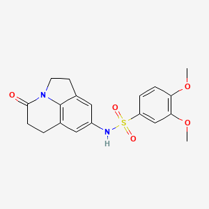molecular formula C19H20N2O5S B2827396 3,4-dimethoxy-N-(4-oxo-2,4,5,6-tetrahydro-1H-pyrrolo[3,2,1-ij]quinolin-8-yl)benzenesulfonamide CAS No. 903366-78-9