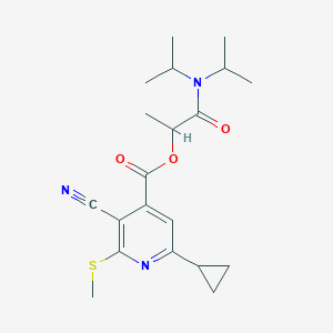 molecular formula C20H27N3O3S B2827403 1-[Bis(propan-2-yl)carbamoyl]ethyl 3-cyano-6-cyclopropyl-2-(methylsulfanyl)pyridine-4-carboxylate CAS No. 1090651-01-6