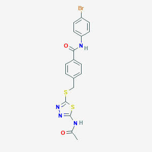 molecular formula C18H15BrN4O2S2 B282741 4-({[5-(acetylamino)-1,3,4-thiadiazol-2-yl]sulfanyl}methyl)-N-(4-bromophenyl)benzamide CAS No. 5549-93-9