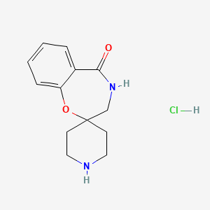 molecular formula C13H17ClN2O2 B2827425 3,4-二氢-5H-螺[苯并[f][1,4]噁唑啉-2,4'-哌啶]-5-酮盐酸盐 CAS No. 2126162-86-3