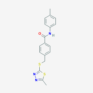 molecular formula C18H17N3OS2 B282743 N-(4-methylphenyl)-4-{[(5-methyl-1,3,4-thiadiazol-2-yl)sulfanyl]methyl}benzamide 