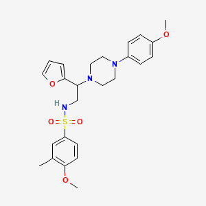 molecular formula C25H31N3O5S B2827438 N-(2-(呋喃-2-基)-2-(4-(4-甲氧基苯基)哌嗪-1-基)乙基)-4-甲氧基-3-甲基苯磺酰胺 CAS No. 877649-13-3