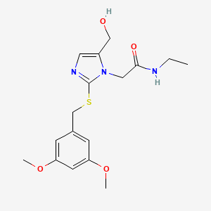 2-(2-((3,5-dimethoxybenzyl)thio)-5-(hydroxymethyl)-1H-imidazol-1-yl)-N-ethylacetamide