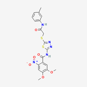4,5-dimethoxy-2-nitro-N-(5-((2-oxo-2-(m-tolylamino)ethyl)thio)-1,3,4-thiadiazol-2-yl)benzamide