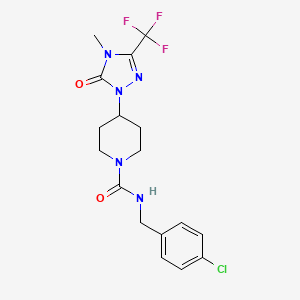 molecular formula C17H19ClF3N5O2 B2827487 N-(4-chlorobenzyl)-4-(4-methyl-5-oxo-3-(trifluoromethyl)-4,5-dihydro-1H-1,2,4-triazol-1-yl)piperidine-1-carboxamide CAS No. 2034417-83-7