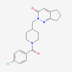molecular formula C20H22ClN3O2 B2827496 2-[[1-(4-Chlorobenzoyl)piperidin-4-yl]methyl]-6,7-dihydro-5H-cyclopenta[c]pyridazin-3-one CAS No. 2320885-48-9