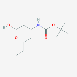 molecular formula C12H23NO4 B2827506 3-tert-Butoxycarbonylamino-heptanoic acid CAS No. 119005-45-7; 676348-90-6; 854102-50-4