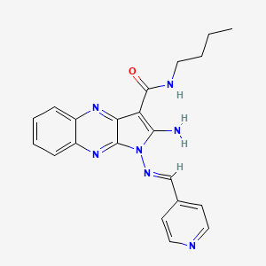 (E)-2-amino-N-butyl-1-((pyridin-4-ylmethylene)amino)-1H-pyrrolo[2,3-b]quinoxaline-3-carboxamide