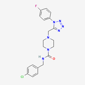 molecular formula C20H21ClFN7O B2827518 N-(4-chlorobenzyl)-4-((1-(4-fluorophenyl)-1H-tetrazol-5-yl)methyl)piperazine-1-carboxamide CAS No. 1040652-93-4