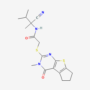 N-(1-cyano-1,2-dimethylpropyl)-2-({11-methyl-12-oxo-7-thia-9,11-diazatricyclo[6.4.0.0^{2,6}]dodeca-1(8),2(6),9-trien-10-yl}sulfanyl)acetamide