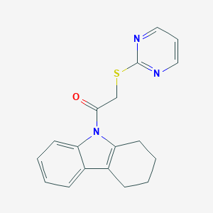 molecular formula C18H17N3OS B282753 2-(Pyrimidin-2-ylsulfanyl)-1-(1,2,3,4-tetrahydro-carbazol-9-yl)-ethanone 