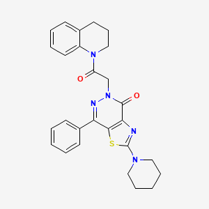 molecular formula C27H27N5O2S B2827536 5-(2-(3,4-dihydroquinolin-1(2H)-yl)-2-oxoethyl)-7-phenyl-2-(piperidin-1-yl)thiazolo[4,5-d]pyridazin-4(5H)-one CAS No. 1203325-44-3