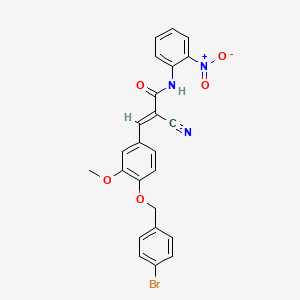 molecular formula C24H18BrN3O5 B2827541 (E)-3-[4-[(4-bromophenyl)methoxy]-3-methoxyphenyl]-2-cyano-N-(2-nitrophenyl)prop-2-enamide CAS No. 522655-53-4