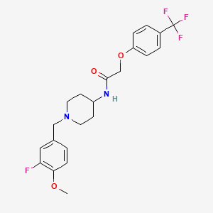 molecular formula C22H24F4N2O3 B2827542 N-{1-[(3-fluoro-4-methoxyphenyl)methyl]piperidin-4-yl}-2-[4-(trifluoromethyl)phenoxy]acetamide CAS No. 1687763-67-2