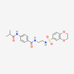 molecular formula C21H25N3O6S B2827546 N-(2-(2,3-dihydrobenzo[b][1,4]dioxine-6-sulfonamido)ethyl)-4-isobutyramidobenzamide CAS No. 1091428-01-1