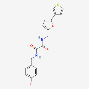 molecular formula C18H15FN2O3S B2827549 N1-(4-fluorobenzyl)-N2-((5-(thiophen-3-yl)furan-2-yl)methyl)oxalamide CAS No. 2034440-66-7