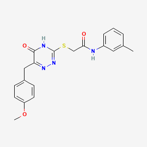 molecular formula C20H20N4O3S B2827559 2-((6-(4-甲氧基苄基)-5-氧代-4,5-二氢-1,2,4-三嗪-3-基)硫)-N-(间甲苯基)乙酰胺 CAS No. 898624-24-3