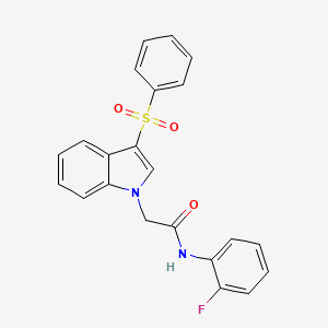 molecular formula C22H17FN2O3S B2827561 N-(2-氟苯基)-2-(3-(苯基磺酰)-1H-吲哚-1-基)乙酰胺 CAS No. 941966-66-1