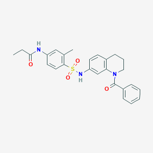 molecular formula C26H27N3O4S B2827562 N-(4-(N-(1-苯甲酰-1,2,3,4-四氢喹啉-7-基)磺酰氨基)-3-甲基苯基)丙酰胺 CAS No. 941950-24-9