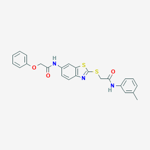 molecular formula C24H21N3O3S2 B282758 N-[2-({2-[(3-methylphenyl)amino]-2-oxoethyl}sulfanyl)-1,3-benzothiazol-6-yl]-2-phenoxyacetamide 