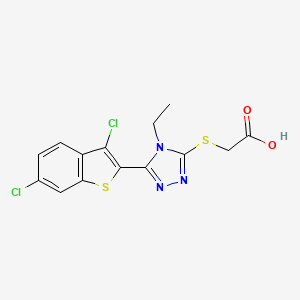 2-((5-(3,6-dichlorobenzo[b]thiophen-2-yl)-4-ethyl-4H-1,2,4-triazol-3-yl)thio)acetic acid