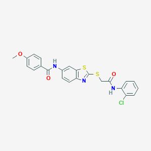 molecular formula C23H18ClN3O3S2 B282759 N-[2-({2-[(2-chlorophenyl)amino]-2-oxoethyl}sulfanyl)-1,3-benzothiazol-6-yl]-4-methoxybenzamide 