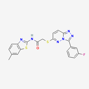 molecular formula C21H15FN6OS2 B2827592 2-((3-(3-fluorophenyl)-[1,2,4]triazolo[4,3-b]pyridazin-6-yl)thio)-N-(6-methylbenzo[d]thiazol-2-yl)acetamide CAS No. 852375-02-1