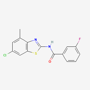 molecular formula C15H10ClFN2OS B2827603 N-(6-chloro-4-methyl-1,3-benzothiazol-2-yl)-3-fluorobenzamide CAS No. 868230-37-9