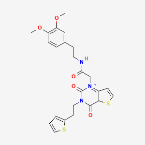 molecular formula C24H25N3O5S2 B2827605 N-[2-(3,4-dimethoxyphenyl)ethyl]-2-{2,4-dioxo-3-[2-(thiophen-2-yl)ethyl]-1H,2H,3H,4H-thieno[3,2-d]pyrimidin-1-yl}acetamide CAS No. 1261005-67-7