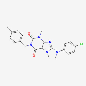 molecular formula C22H20ClN5O2 B2827612 8-(4-chlorophenyl)-1-methyl-3-[(4-methylphenyl)methyl]-1H,2H,3H,4H,6H,7H,8H-imidazo[1,2-g]purine-2,4-dione CAS No. 872839-07-1