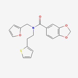 N-(furan-2-ylmethyl)-N-(2-(thiophen-2-yl)ethyl)benzo[d][1,3]dioxole-5-carboxamide