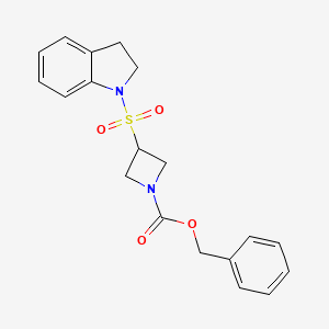 molecular formula C19H20N2O4S B2827618 benzyl 3-(2,3-dihydro-1H-indole-1-sulfonyl)azetidine-1-carboxylate CAS No. 1803570-77-5