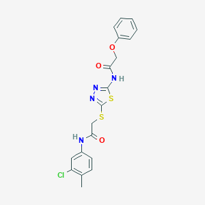 molecular formula C19H17ClN4O3S2 B282763 N-(3-chloro-4-methylphenyl)-2-((5-(2-phenoxyacetamido)-1,3,4-thiadiazol-2-yl)thio)acetamide 