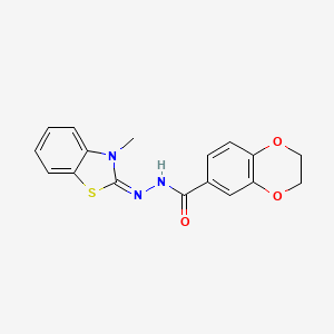 (E)-N'-(3-methylbenzo[d]thiazol-2(3H)-ylidene)-2,3-dihydrobenzo[b][1,4]dioxine-6-carbohydrazide