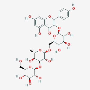 molecular formula C33H40O20 B2827659 3-[(2S,4S,6R)-6-[[(2R,3R,4R,5S,6S)-3,5-Dihydroxy-6-methyl-4-[(2S,3R,4S,5S,6R)-3,4,5-trihydroxy-6-(hydroxymethyl)oxan-2-yl]oxyoxan-2-yl]oxymethyl]-3,4,5-trihydroxyoxan-2-yl]oxy-5,7-dihydroxy-2-(4-hydroxyphenyl)chromen-4-one CAS No. 136449-09-7