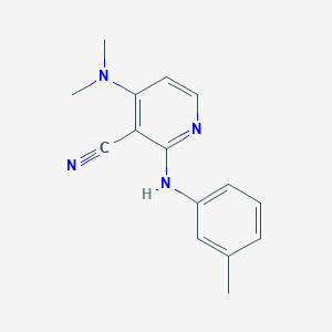 molecular formula C15H16N4 B2827667 4-(二甲氨基)-2-(3-甲基苯胺基)烟酸腈 CAS No. 339102-29-3