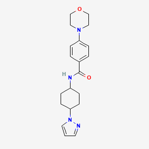 molecular formula C20H26N4O2 B2827668 4-(morpholin-4-yl)-N-[4-(1H-pyrazol-1-yl)cyclohexyl]benzamide CAS No. 2097931-19-4