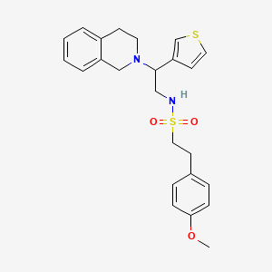 molecular formula C24H28N2O3S2 B2827673 N-(2-(3,4-dihydroisoquinolin-2(1H)-yl)-2-(thiophen-3-yl)ethyl)-2-(4-methoxyphenyl)ethanesulfonamide CAS No. 954600-74-9