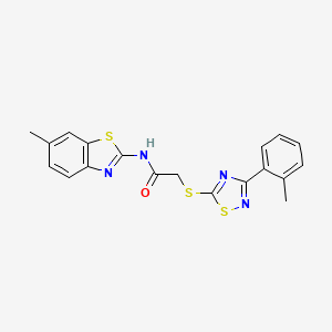 molecular formula C19H16N4OS3 B2827680 N-(6-甲基苯并[d]噻唑-2-基)-2-((3-(邻甲苯)-1,2,4-噻二唑-5-基)硫)乙酰胺 CAS No. 864918-89-8