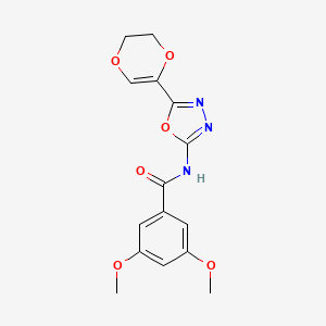 molecular formula C15H15N3O6 B2827682 N-(5-(5,6-dihydro-1,4-dioxin-2-yl)-1,3,4-oxadiazol-2-yl)-3,5-dimethoxybenzamide CAS No. 887875-05-0