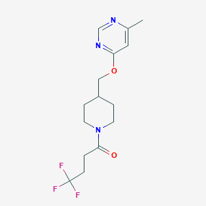 molecular formula C15H20F3N3O2 B2827686 4,4,4-Trifluoro-1-(4-(((6-methylpyrimidin-4-yl)oxy)methyl)piperidin-1-yl)butan-1-one CAS No. 2309554-32-1