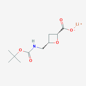 molecular formula C10H16LiNO5 B2827689 Lithium;(2R,4S)-4-[[(2-methylpropan-2-yl)oxycarbonylamino]methyl]oxetane-2-carboxylate CAS No. 2580113-58-0