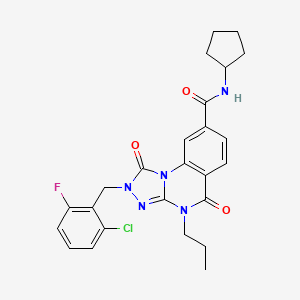 molecular formula C25H25ClFN5O3 B2827690 2-(2-氯-6-氟苄基)-N-环戊基-1,5-二氧代-4-丙基-1,2,4,5-四氢-[1,2,4]三唑并[4,3-a]喹唑啉-8-基甲酰胺 CAS No. 1105247-37-7