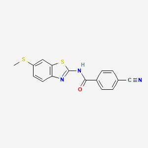 molecular formula C16H11N3OS2 B2827693 4-cyano-N-(6-(methylthio)benzo[d]thiazol-2-yl)benzamide CAS No. 922572-79-0