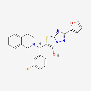 molecular formula C24H19BrN4O2S B2827697 5-((3-溴苯基)(3,4-二氢异喹啉-2(1H)-基)甲基)-2-(呋喃-2-基)噻唑并[3,2-b][1,2,4]三唑-6-醇 CAS No. 887221-20-7