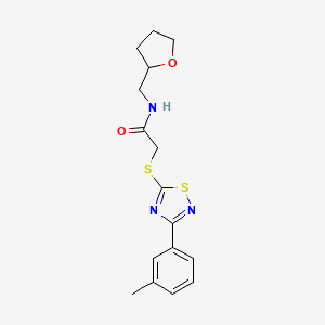 molecular formula C16H19N3O2S2 B2827699 N-((环氧丁烷-2-基)甲基)-2-((3-(间甲苯)-1,2,4-噻二唑-5-基)硫)乙酰胺 CAS No. 864918-20-7