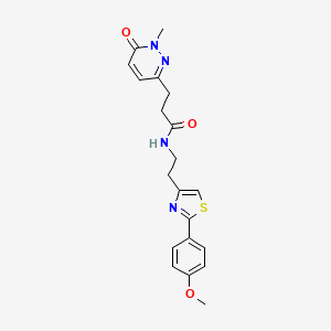 molecular formula C20H22N4O3S B2827700 N-(2-(2-(4-methoxyphenyl)thiazol-4-yl)ethyl)-3-(1-methyl-6-oxo-1,6-dihydropyridazin-3-yl)propanamide CAS No. 1797025-93-4