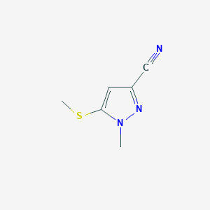 molecular formula C6H7N3S B2827711 1-甲基-5-甲硫基吡唑-3-羧腈 CAS No. 1211528-63-0